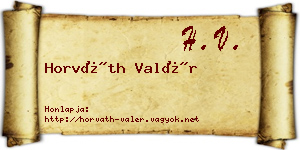 Horváth Valér névjegykártya