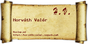 Horváth Valér névjegykártya